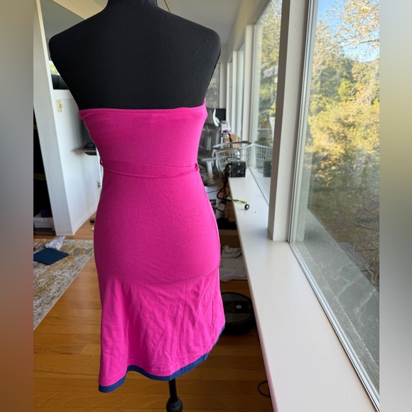 Moda International Fuchsia Strapless Cotton Dress, XS - Picture 3 of 8